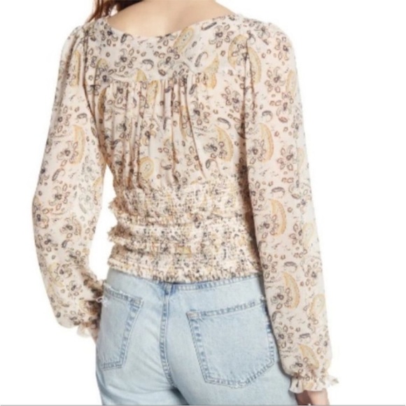 Free People Long Sleeve Tiered Smocked Bodice Floral Paisley Print Lolita Top - Picture 2 of 12